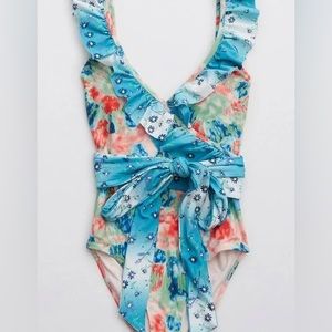 NWT Aerie Ruffle Wrap One Piece Swimsuit